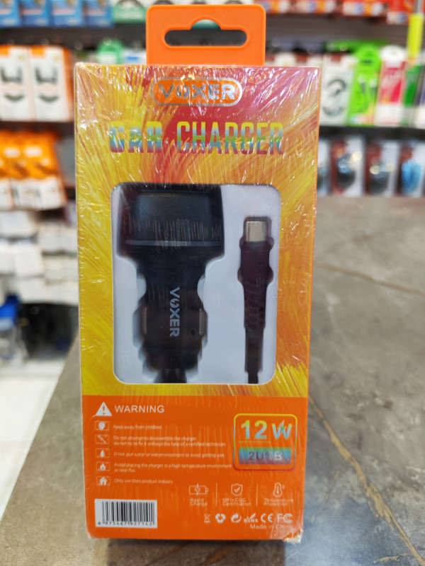 شاحن سيارة فوكسر بقوة 12 واط مع منفذين USB مزدوجين