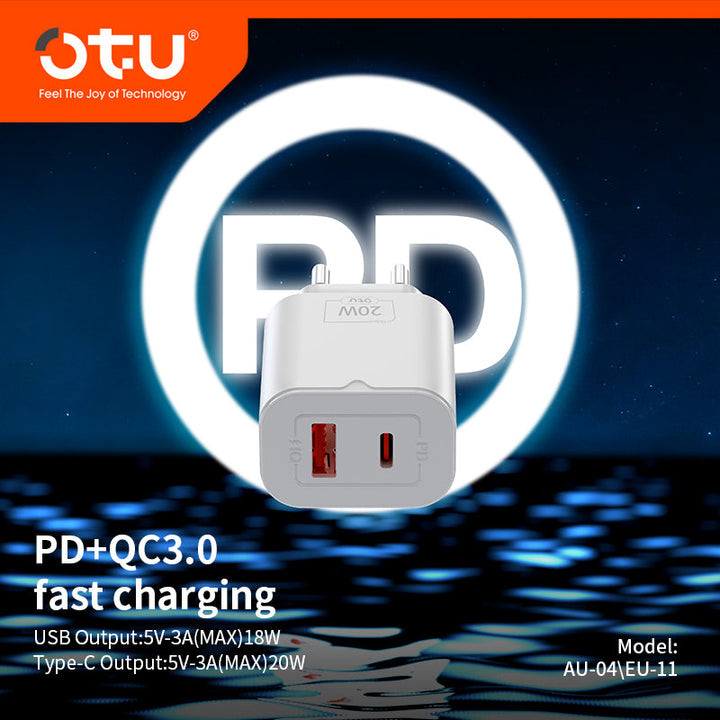 شاحن سريع أوتو 20 واط بمنفذين PD و QC3.0 - موديل EU-11