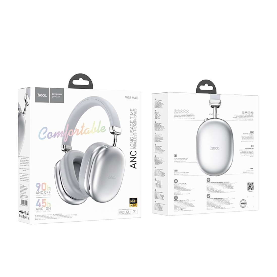 HOCO W35 Max Wireless Bluetooth 5.3 Headphones - Silver