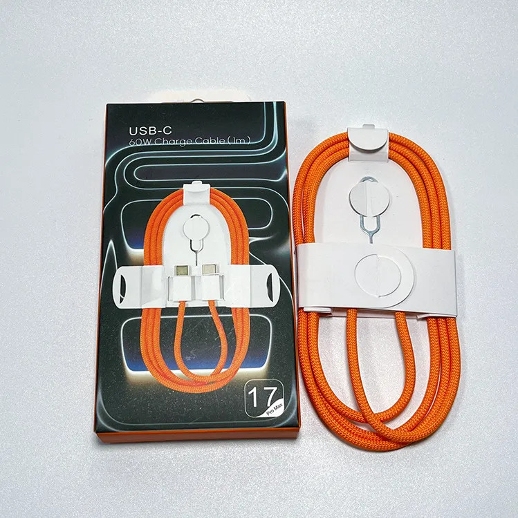 كابل شحن سريع EYNK USB-C إلى USB-C بقوة 60 واط (1 متر، برتقالي)
