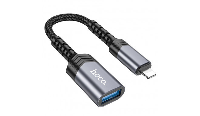 Hoco Adaptor UA24 Lightning Male To USB female Metal Gray