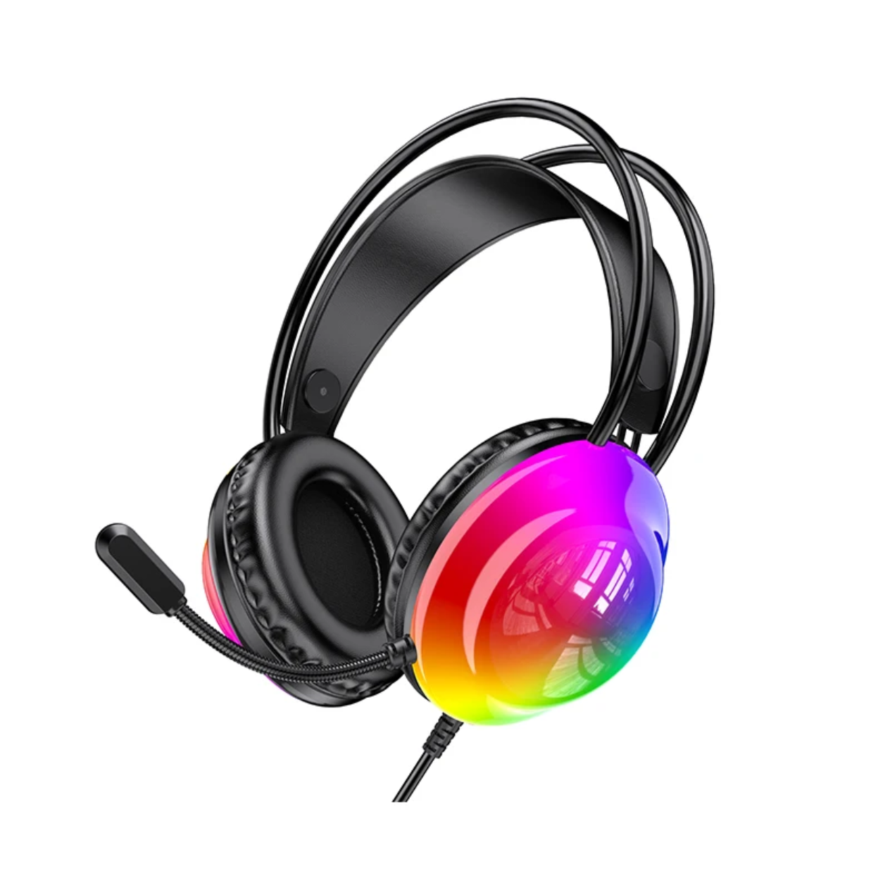 سماعة ألعاب JOKADE بجودة عالية، ميكروفون 360°، إضاءة RGB ملونة، سلكية 3.5مم+USB