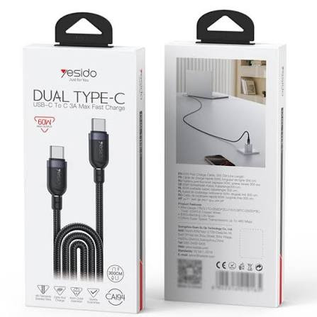 كابل شحن سريع إيسيدو 60 واط USB-C إلى USB-C - 3 أمبير
