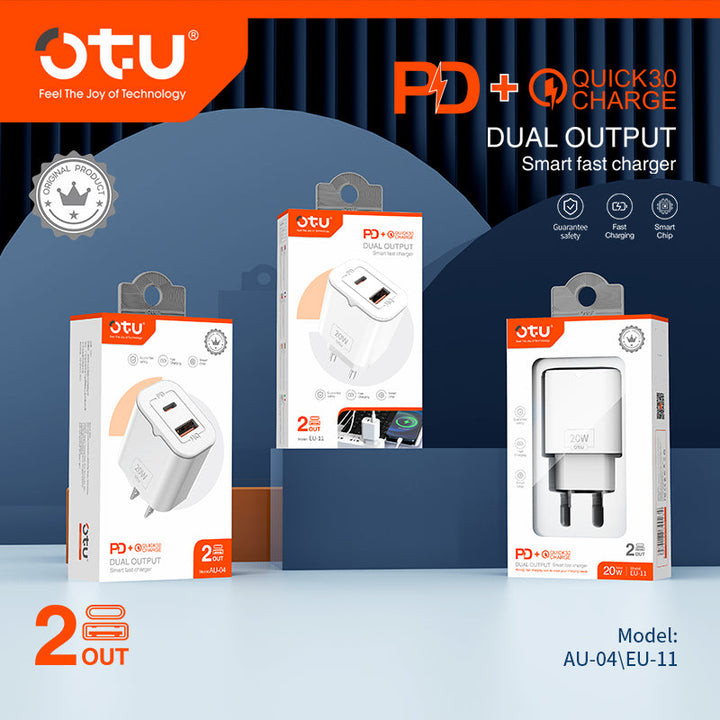 شاحن سريع أوتو 20 واط بمنفذين PD و QC3.0 - موديل EU-11