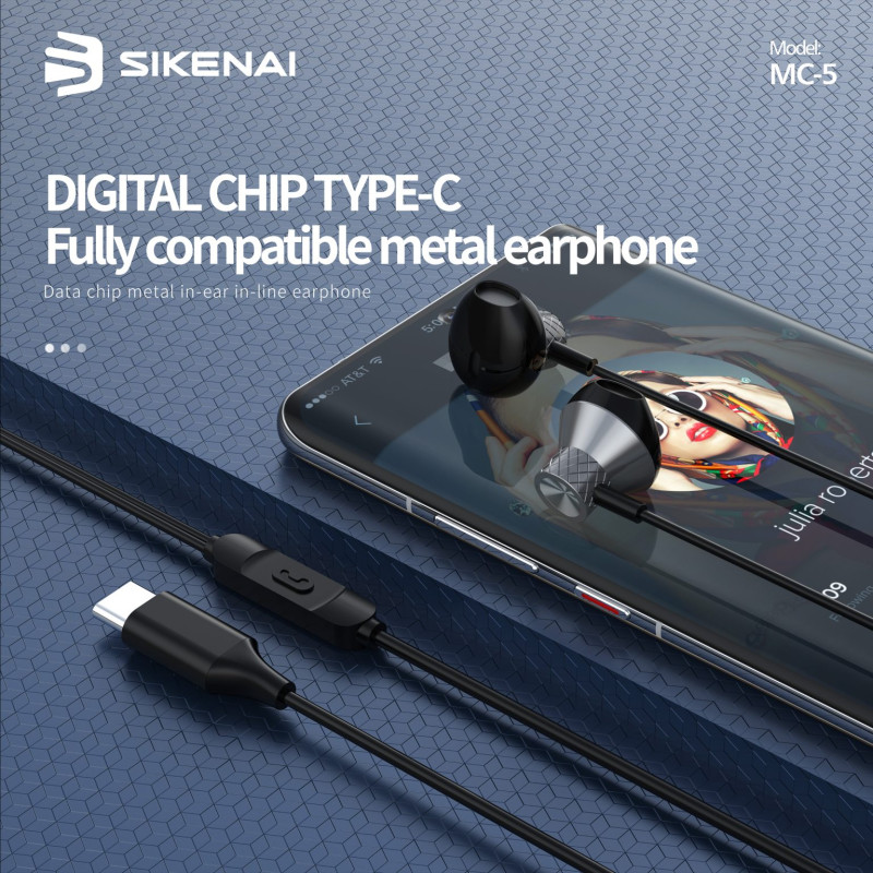 سماعات سيكيناي MC5 سلكية بمنفذ Type-C مع ميكروفون HD وعزل ضوضاء