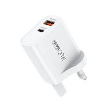 شاحن ريماكس RP-U120 كيدي سيريز السريع 20 واط - منفذين USB-A و USB-C (قابس بريطاني)