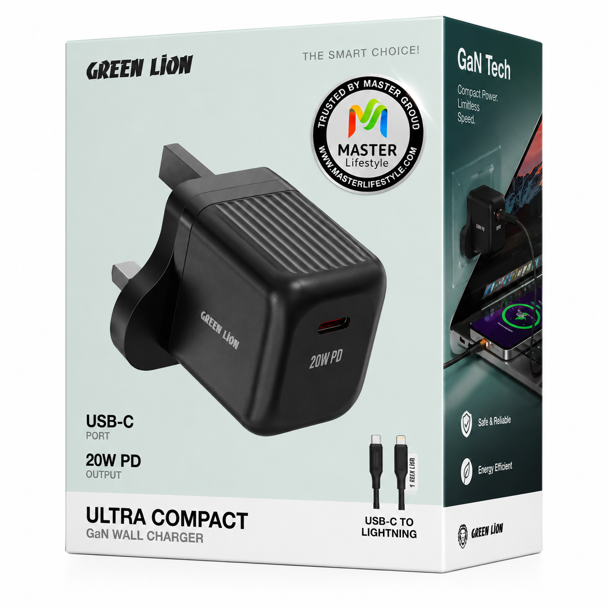 شاحن ماستر 20 واط سريع بمنفذ USB-C وتقنية PD - تصميم ميني مدمج