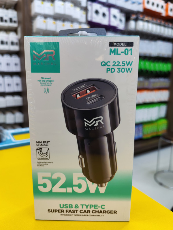 شاحن مارشال ML-01 فائق السرعة بقوة 30 واط - يدعم PD و QC 22.5 واط