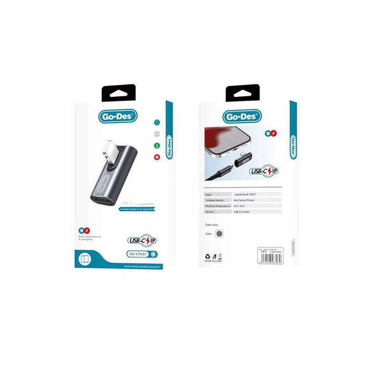 ئاداپتەری Go-Des GD-CT038 لە USB-C بۆ USB-C و لایتنینگ 2 لە 1