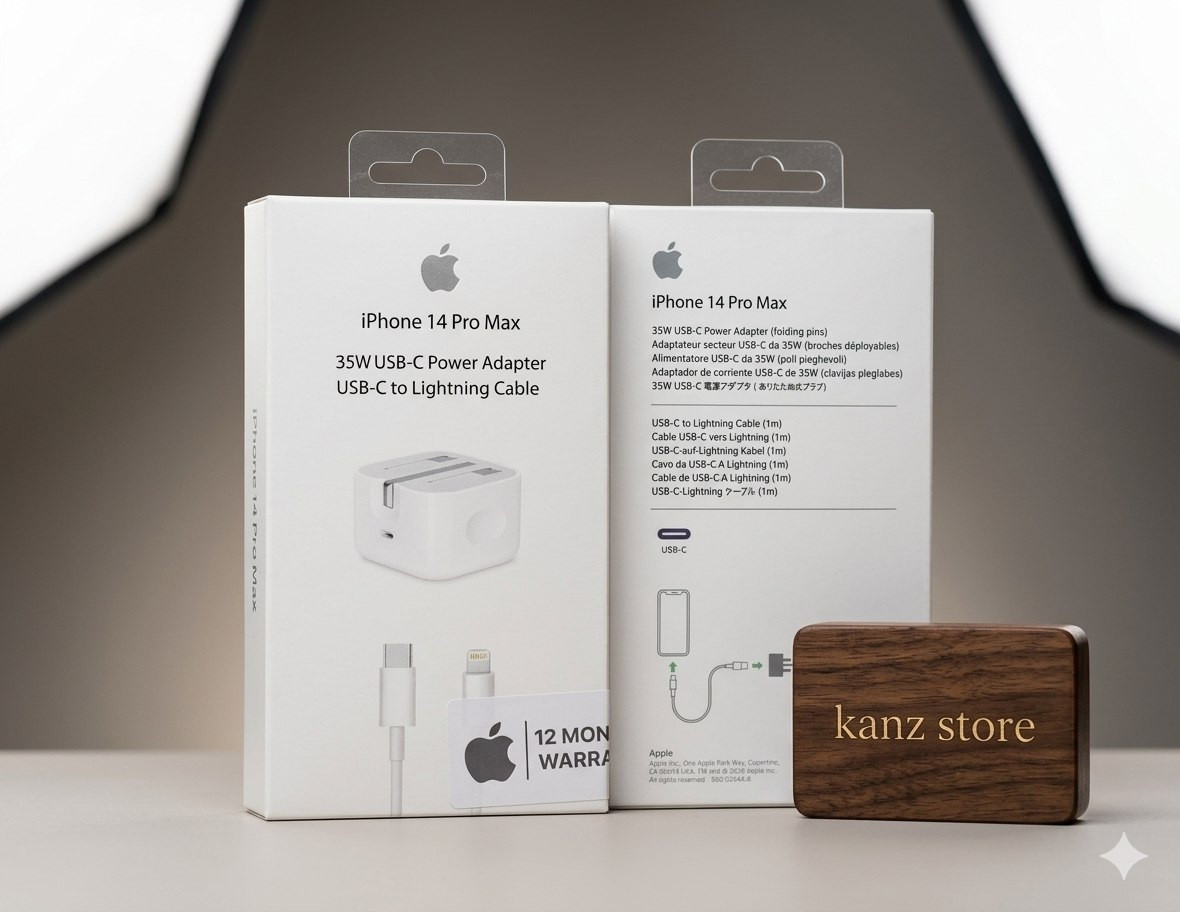 شاحن أبل بقدرة 35 واط بمنفذ USB-C مزدوج مع كابل USB-C إلى Lightning