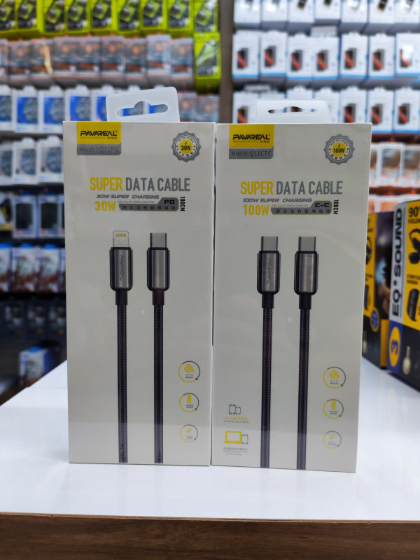 كابل بيانات بافاريال سوبر USB-C إلى لايتنينج 30 واط و USB-C بقوة 100 واط