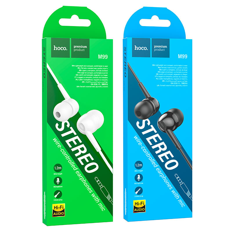 Hoco M99 Wired Stereo Earphones with Built-in Microphone - Clear Audio