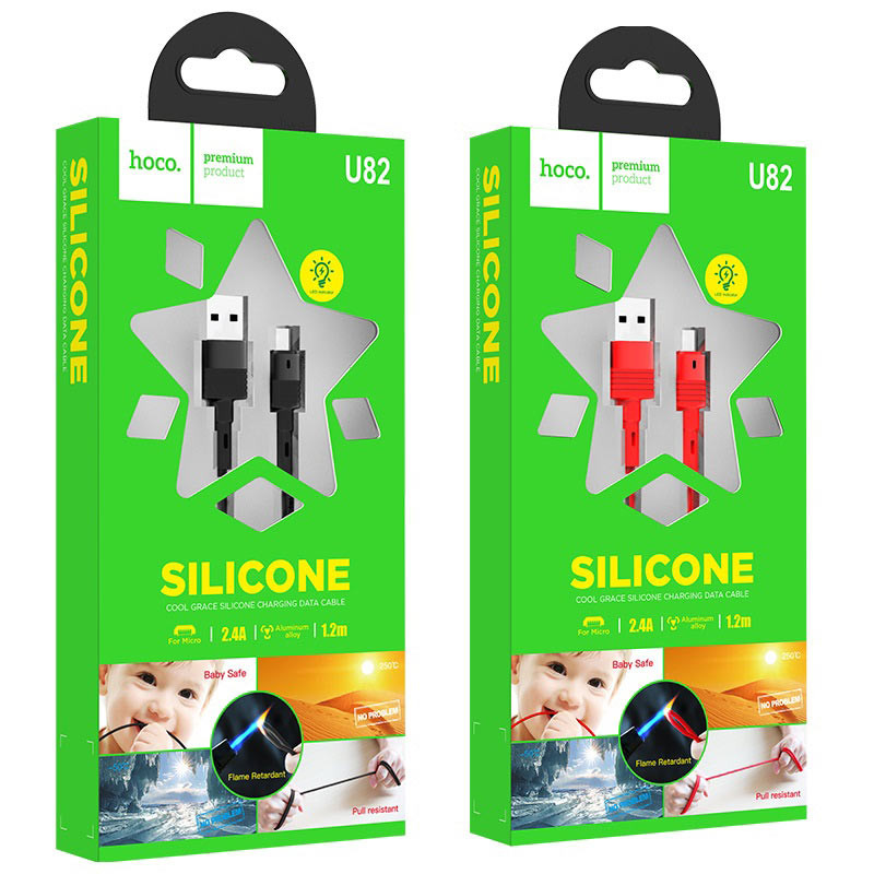 كابل شحن ومزامنة بيانات U82 Cool Grace من USB إلى Micro-USB