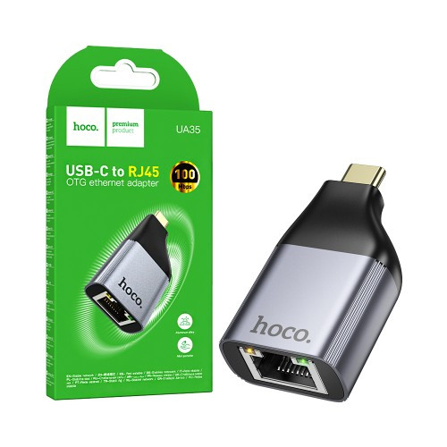 Hoco UA35 Type-C to RJ45 Ethernet Adapter - Metal Grey