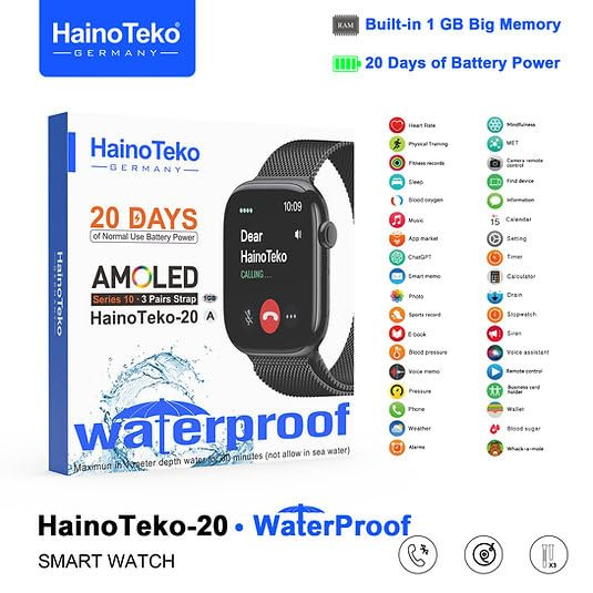 ساعة Haino Teko-20 الذكية بشاشة AMOLED و3 أساور متنوعة